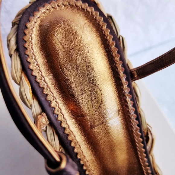 YSL Satin Straw Wedges - Picture 5 of 12